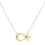 14 Ayar Altın Ay Yıldız Kolye