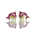 Kırmızı Yunus Çivili Altın Çocuk Küpe