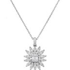 Çiçek Motifli Markiz Pırlanta Baget Kolye