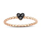 Kalp Siyah Pırlanta Eklem Yüzük