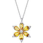 Sarı Safir Çiçek Tasarım Pırlanta Kolye 