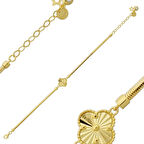 14 Ayar Altın Parlak Tondo Yonca Bileklik