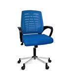 Türksit Karizma File Çalişma Koltuğu Metalik Gri Boyalı Ayak Mavi