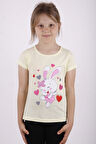 Toontoy Kız Çocuk Kalpli Tavşan Baskılı Tişört