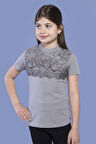 Toontoy Kız Çocuk Önü Çiçek Dantelli T-Shirt