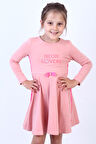 Toontoy Kız Çocuk Neon Lover Nakışlı Elbise