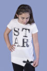Toontoy Kız Çocuk Star Baskılı Kemer Detaylı Tişört
