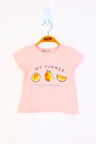 Toontoy Kız Çocuk My Summer Baskılı Arkası Nakış Detaylı Tişört