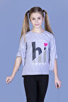Toontoy Kız Çocuk Kolları Kemer Detaylı Hi Baskılı Tişört