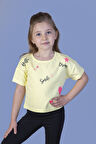 Toontoy Kız Çocuk Crop Model Neon Baskılı Tişört