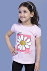 Toontoy Kız Çocuk Papatya Baskılı Taş İşlemeli Tişört