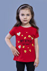 Toontoy Kız Çocuk Kalp Baskılı Tişört