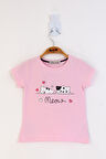 Toontoy Kız Çocuk Kedi Baskılı Tişört