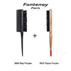 Fontenay Profesyonel 3043 Topuz Fırçası Krepe Şiş Tarak 3 In 1 ve 3033 Topuz Fırçası 2'Li Fırça Seti