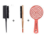 Fontenay Profesyonel 3 Boyutlu Saç Fırçası + 3043 Krepe Şiş Tarak 3ın1 + 033 Topuz Fırçası 3'Lü Set