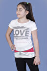 Toontoy  Kız Çocuk T-Shirt Love Varak Baskı