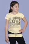 Toontoy  Kız Çocuk T-Shirt Love Varak Baskı