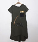 Toontoy Kız Çocuk Cepli Pul Baskılı Elbise