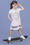 Toontoy Kız Çocuk  I Want It All Baskılı Elbise