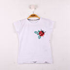 Kız Çocuk Tişört Uğur Böceği Nakışlı