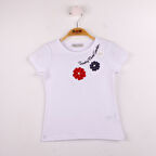 Toontoy Kız Çocuk Çiçek Nakışlı Tişört