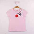 Toontoy Kız Çocuk Çiçek Nakışlı Tişört