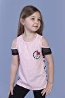 Toontoy Kız Çocuk Göğsü Nakışlı Tişört