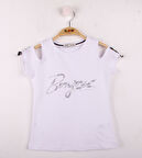 Toontoy Kız Çocuk Bonjour Şeritli Tişört