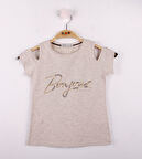Toontoy Kız Çocuk Bonjour Şeritli Tişört