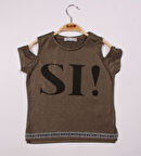 Toontoy Kız Çocuk SI Baskılı Şeritli Tişört