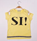 Toontoy Kız Çocuk SI Baskılı Şeritli Tişört
