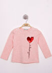 Toontoy Kız Çocuk Göğsü Pul Nakışlı T-Shirt