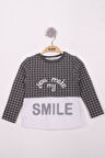 Toontoy Kız Çocuk Kareli Kumaşlı Smile Baskılı T-Shirt