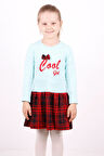 Toontoy Kız Çocuk Cool Yazı Nakışlı Elbise