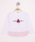 Toontoy Kız Çocuk Uğur Böceği Nakışlı T-Shirt