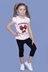 Toontoy Kız Çocuk Vişne Baskılı Taytlı Takım