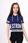 Toontoy Kız Çocuk Be Strong Baskılı Kapüşonlu Tişört