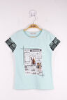 Toontoy Kız Çocuk Çerçeve Baskılı Taş İşlemeli Tişört