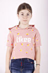 Toontoy Kız Çocuk Likee Baskılı Kapüşonlu Tişört