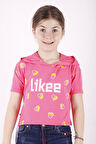 Toontoy Kız Çocuk Likee Baskılı Kapüşonlu Tişört