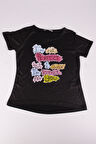 Toontoy Kız Çocuk Renkli Yazı Baskılı Tişört