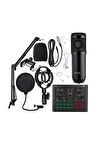 BM600 Filtreli Condenser Mikrofon V8 Plus Ses Kartı ve Standlı Set