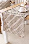 Jakarlı Masa Runner Zigzag Natural