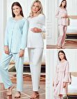 BONE CLUB 4802 PUDRA HAMİLE LOHUSA PİJAMA SABAHLIK TAKIM