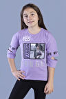 Toontoy Kız Çocuk Kolları Kesik Detaylı Baskılı Tişört