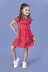 Toontoy Kız Çocuk Nakışlı Çift Taraflı Pul İşlemeli Elbise