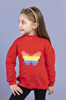 Toontoy Kız Çocuk Pamuklu Balıkçı Yaka Popıt Desenli Sweatshirt
