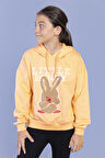 Toontoy Kız Çocuk Tavşan Baskılı Kapüşonlu Sweatshirt
