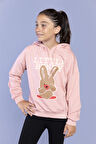 Toontoy Kız Çocuk Tavşan Baskılı Kapüşonlu Sweatshirt