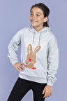 Toontoy Kız Çocuk Tavşan Baskılı Kapüşonlu Sweatshirt